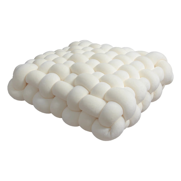 Handwoven Knot Cushion in Milk White