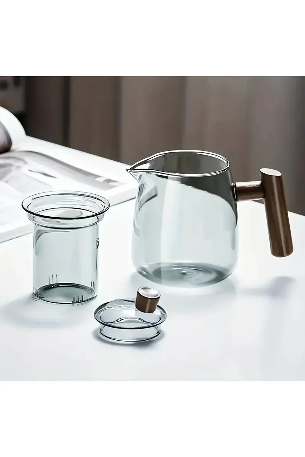 SacredHut | Wood Handle Glass Teapot