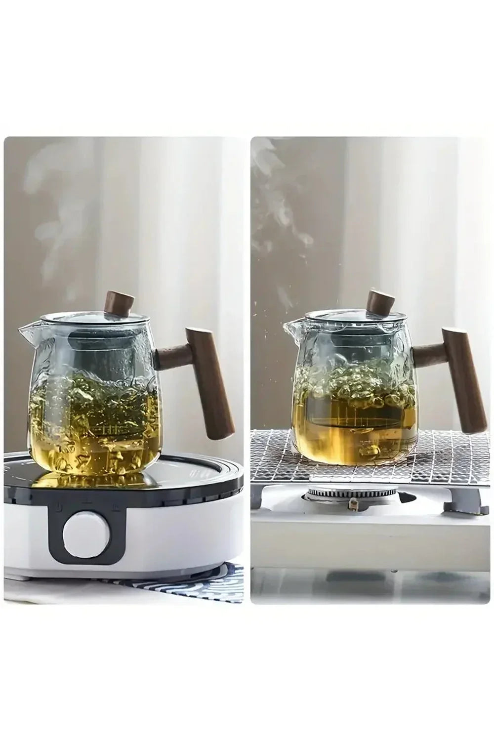 SacredHut | Wood Handle Glass Teapot