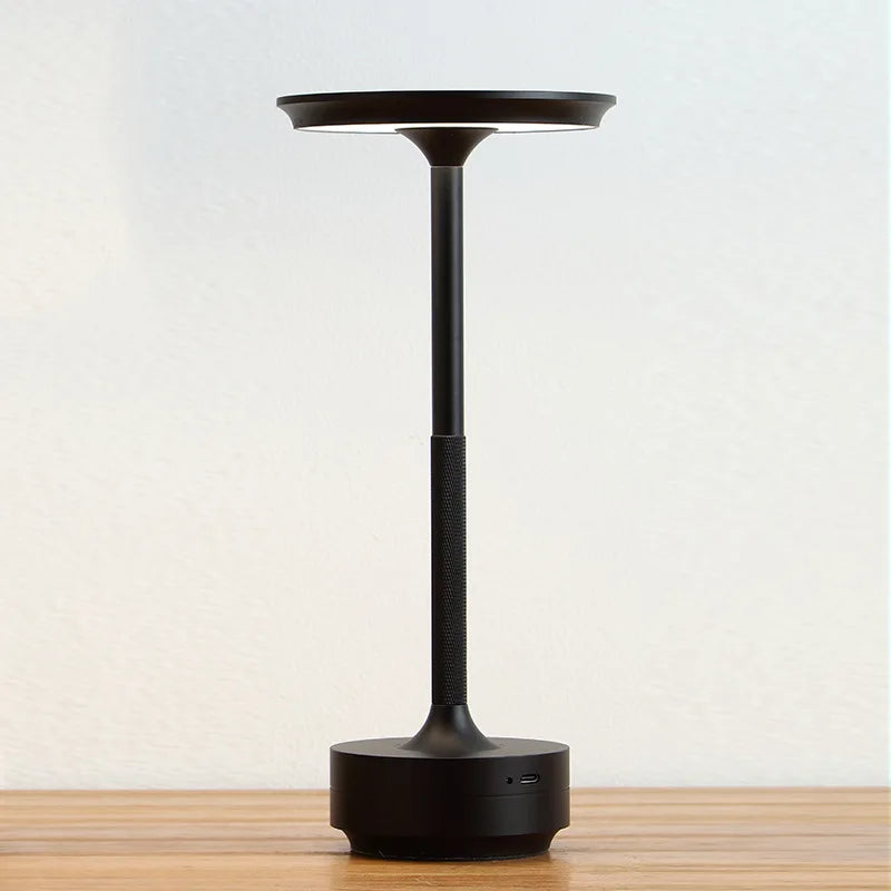 USB-C Rechargeable Table Lamp, Dimmable Aluminum LED Light - Black