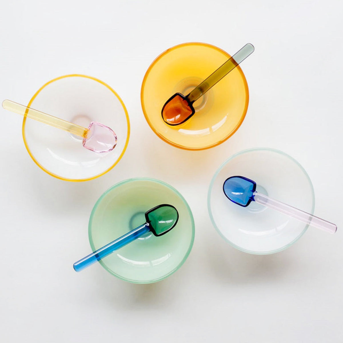 SacredHut | Colorful borosilicate dessert bowl with spoon