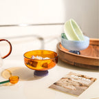 SacredHut | Colorful borosilicate dessert bowl with spoon