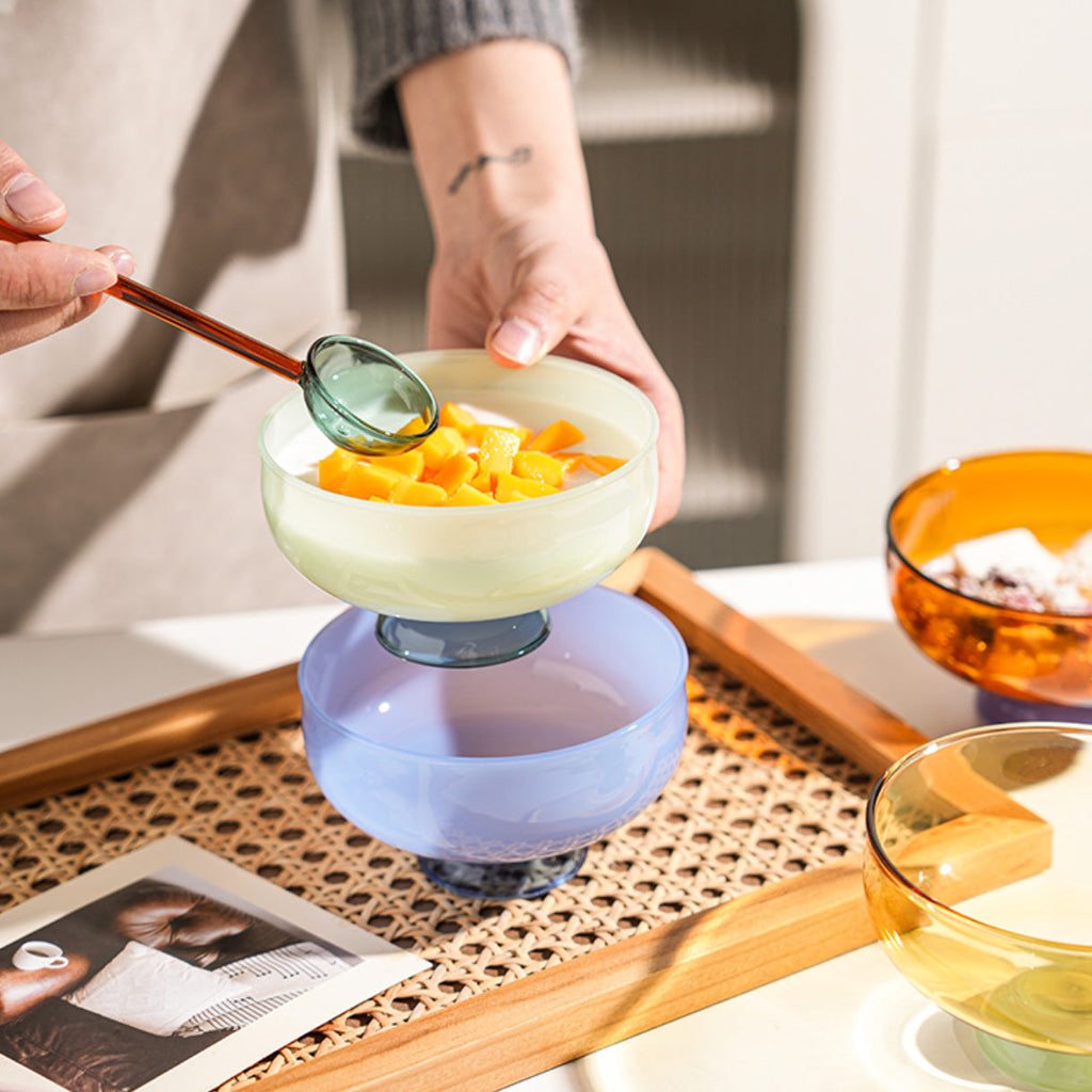 SacredHut | Colorful borosilicate dessert bowl with spoon