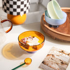 SacredHut | Colorful borosilicate dessert bowl with spoon