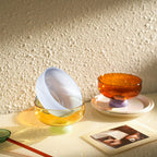 SacredHut | Colorful borosilicate dessert bowl with spoon