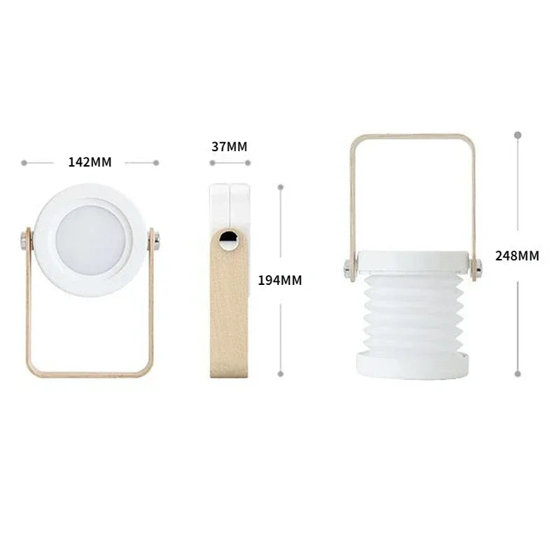 Folding Rechargeable Lantern, Wood-Handle LED Table Lamp - product view 9