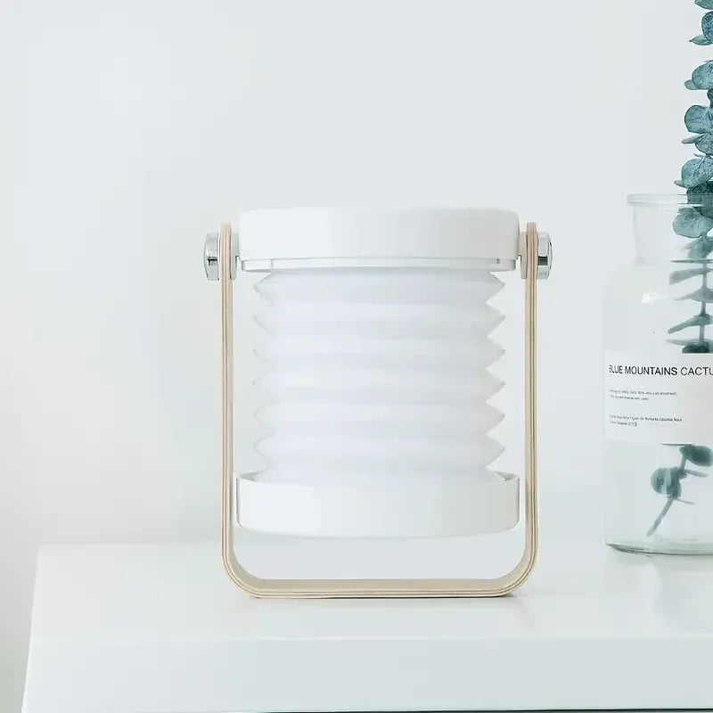 Folding Rechargeable Lantern, Wood-Handle LED Table Lamp - product view 4
