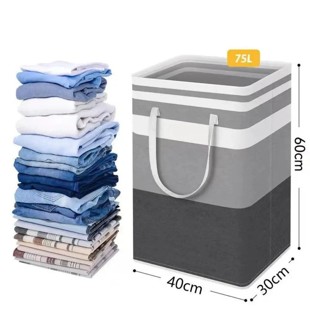 75L waterproof collapsible laundry basket with handles