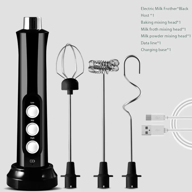 SacredHut | 3 In 1 Electric Milk Frother Rechargeable Milk Frother Handheld Frothing Device High Speeds Milk Frother Drink Mixer Coffee
