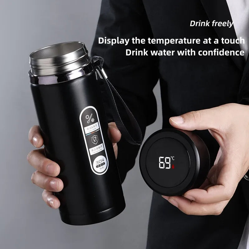 SacredHut | 800ml-1L Stainless Steel Thermos – Portable Vacuum Flask with LED Temperature Display