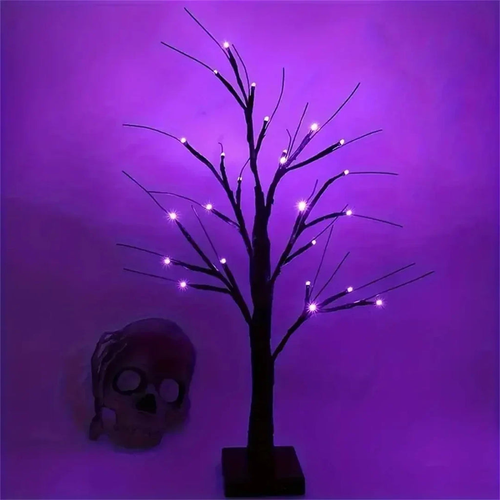 Halloween LED Birch Tree, Orange or Purple Lights, USB or Battery - product view 6