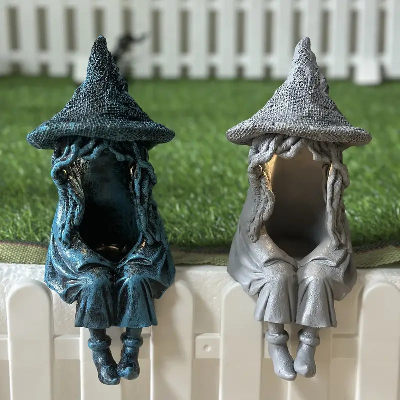 Solar Witch Garden Statue with LED Lantern, 8.6-Inch - product view 1