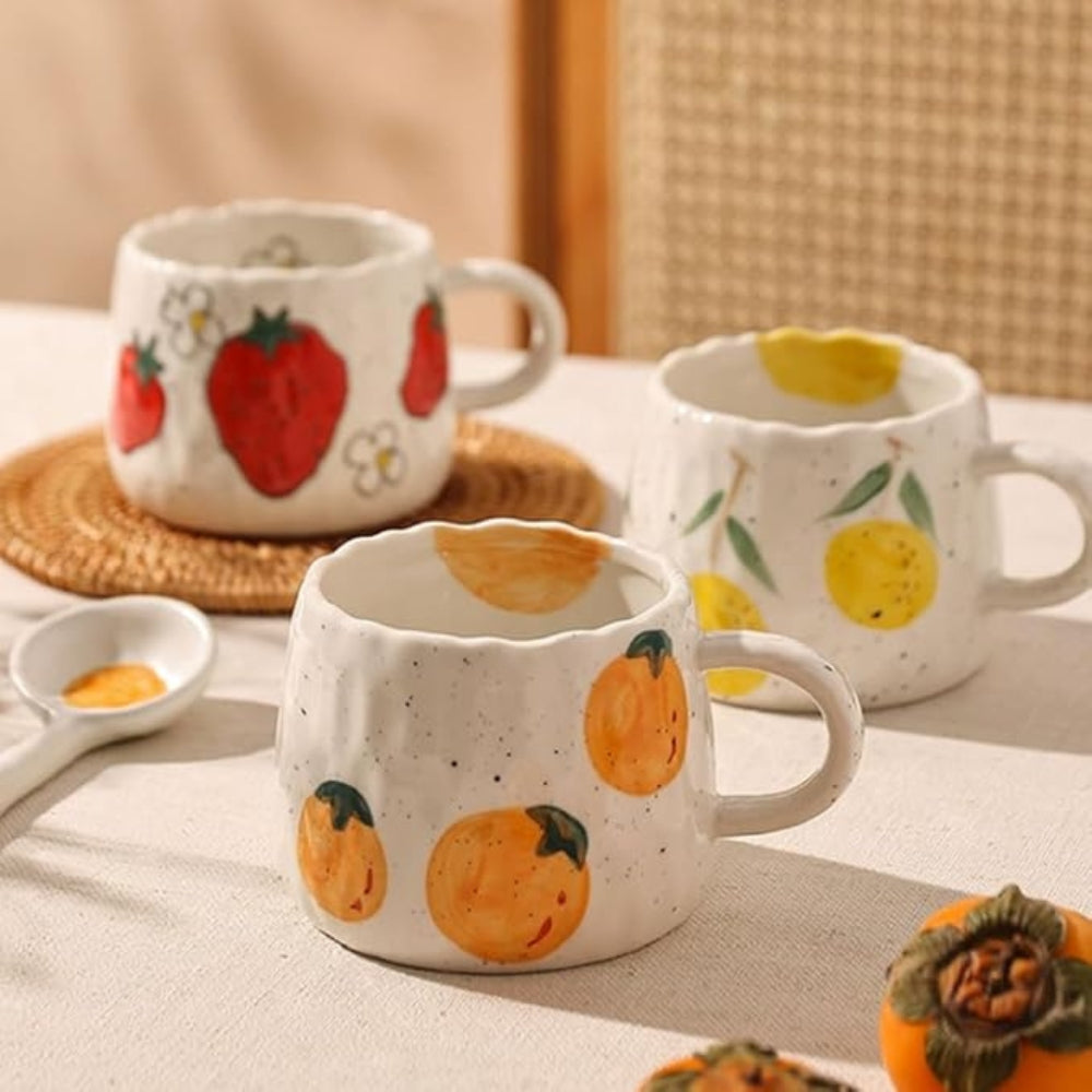 Fruit Pattern Ceramic Coffee Mug, 10.14 fl oz Tea and Cocoa Cup — product view 2