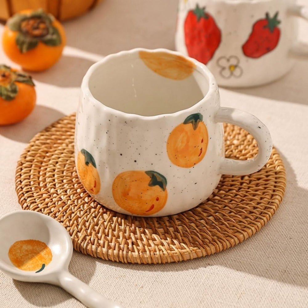 Fruit Pattern Ceramic Coffee Mug, 10.14 fl oz Tea and Cocoa Cup — product view 1