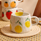 Fruit Pattern Ceramic Coffee Mug, 10.14 fl oz Tea and Cocoa Cup — product view 3