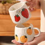 Fruit Pattern Ceramic Coffee Mug, 10.14 fl oz Tea and Cocoa Cup — product view 6