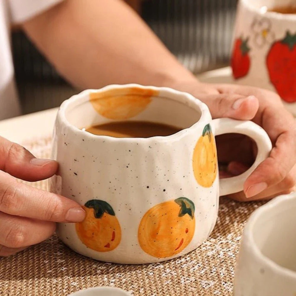 Fruit Pattern Ceramic Coffee Mug, 10.14 fl oz Tea and Cocoa Cup — product view 8