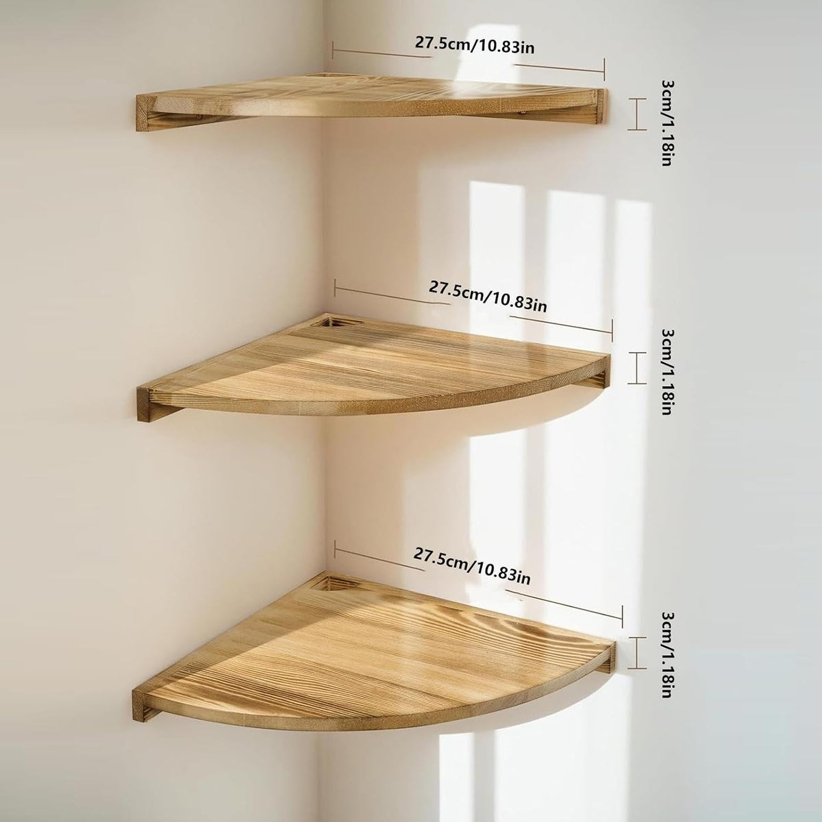 Solid Wood Corner Floating Shelf — product view 4