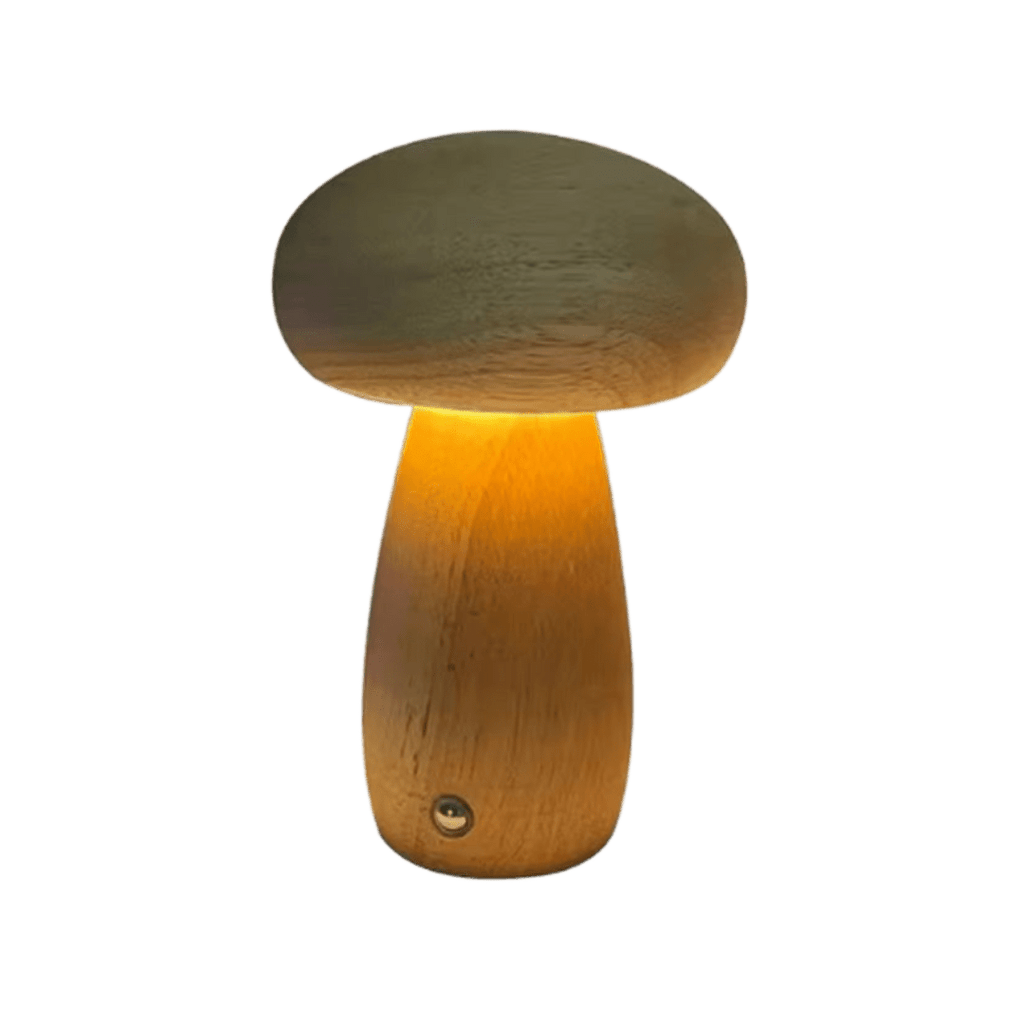 Wood Mushroom Night Light, USB Rechargeable Touch-Dimming Lamp - product view 2