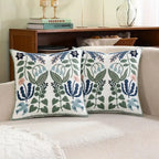Botanical Bird Embroidered Pillow Cover, 18-Inch Vintage Cushion Cover — product view 1