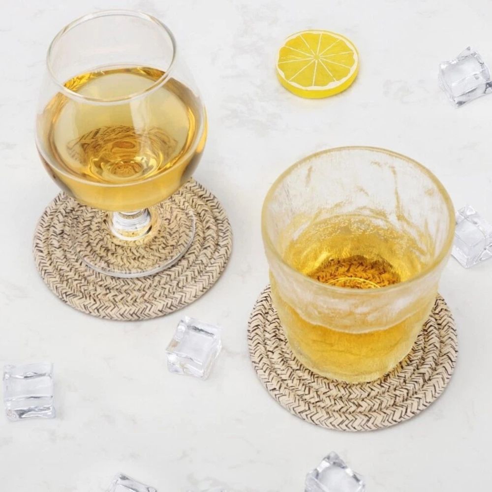Woven Cotton Coasters, Set of 8 Absorbent Table Protectors — product view 7