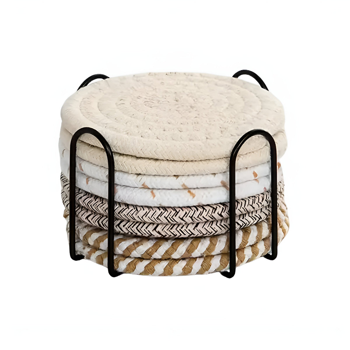 Woven Cotton Coasters, Set of 8 Absorbent Table Protectors — product view 9