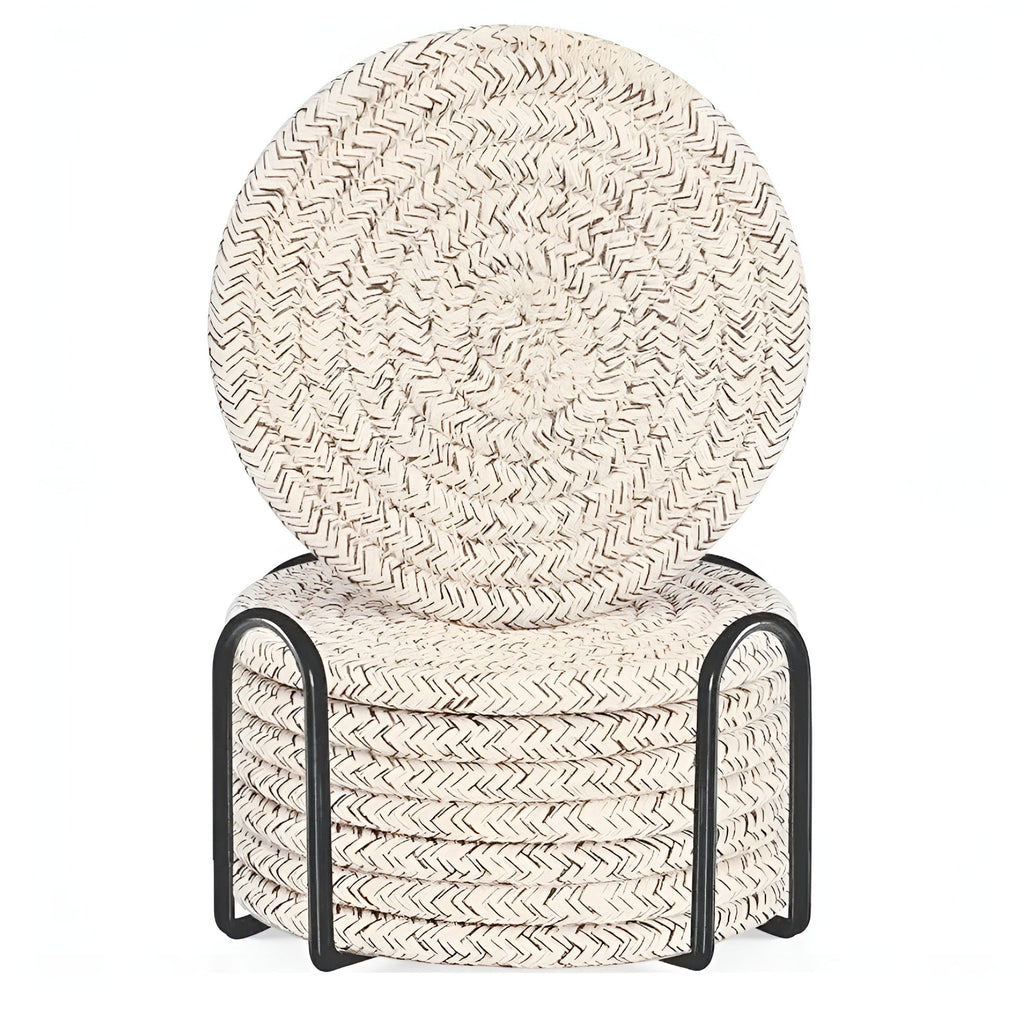 Woven Cotton Coasters, Set of 8 Absorbent Table Protectors — product view 1