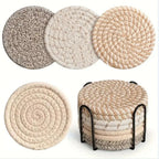 Woven Cotton Coasters, Set of 8 Absorbent Table Protectors — product view 6