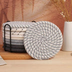 Woven Cotton Coasters, Set of 8 Absorbent Table Protectors — product view 3