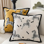 Embroidered Chenille Pillow Cover, Zebra and Geometric Cushion Designs — product view 2