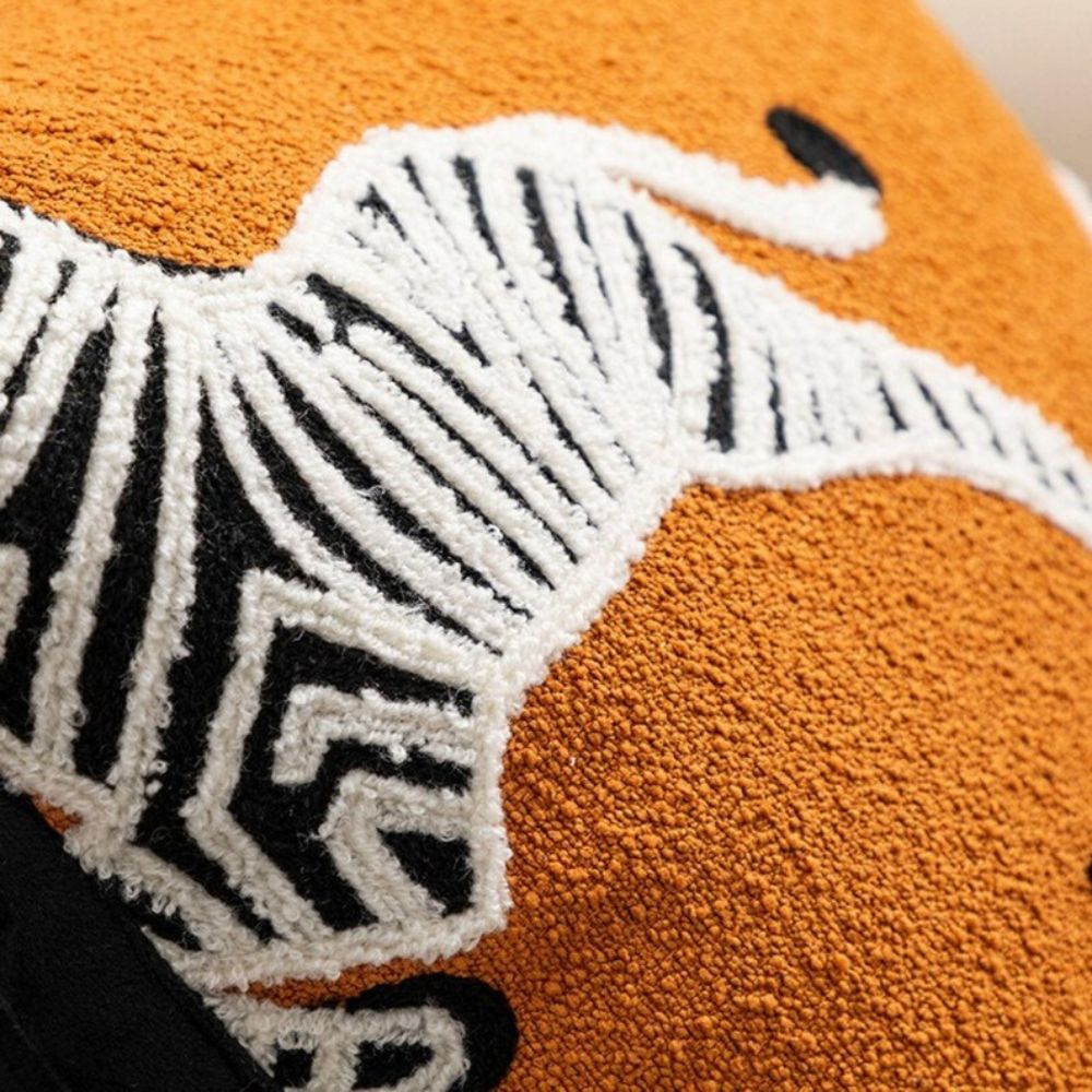 Embroidered Chenille Pillow Cover, Zebra and Geometric Cushion Designs — product view 8