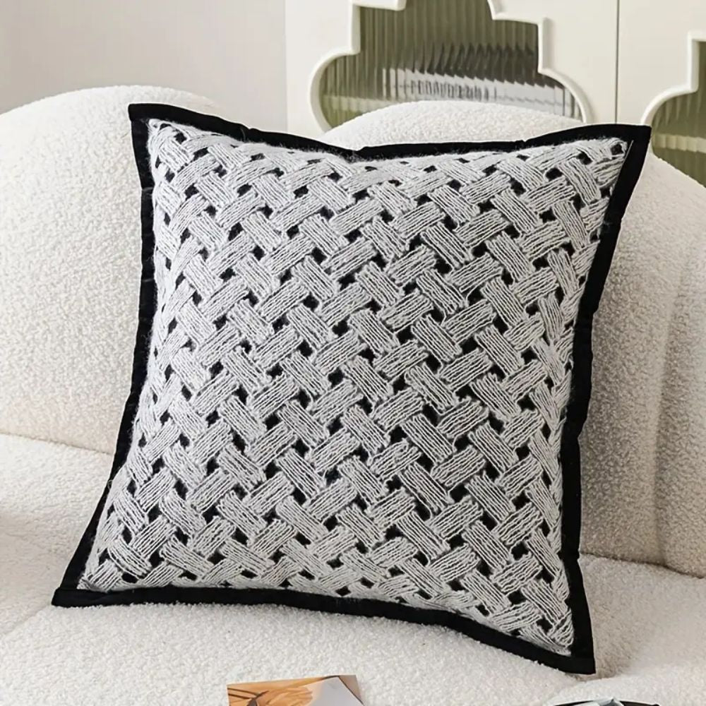 Embroidered Chenille Pillow Cover, Zebra and Geometric Cushion Designs — product view 1