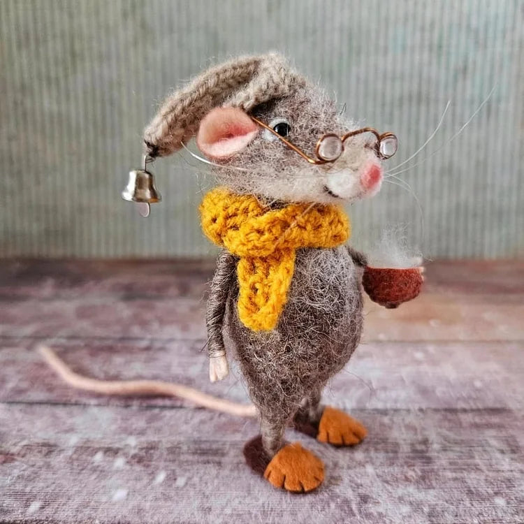Handmade Felt Mouse Ornament, Christmas & Storybook Decorations - product view 3