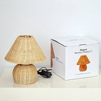 Woven Bamboo Table Lamp, USB-Powered Boho Bedside Light - product view 11