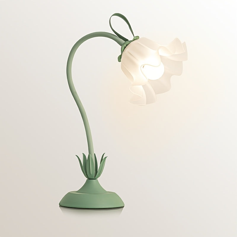 Floral USB Table Lamp, Green Bloom-Shade Decorative Light - product view 3