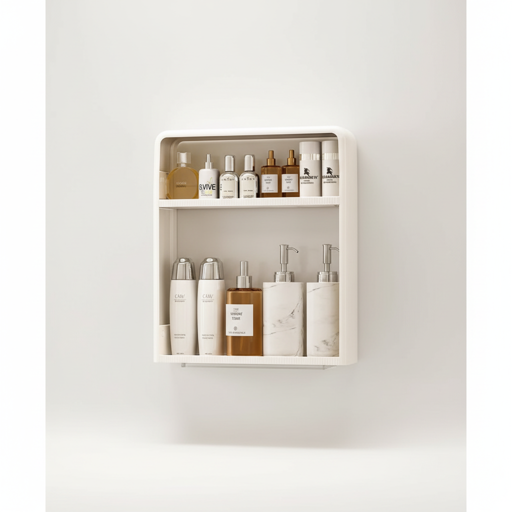 No-Drill Bathroom Wall Shelf, 2 or 3 Tiers - product view 2