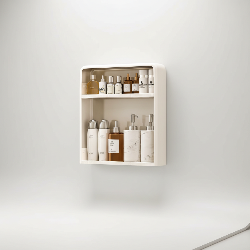 No-Drill Bathroom Wall Shelf, 2 or 3 Tiers - 2 Tiers