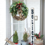 Boho Christmas Wreath with Pinecones, Berries & Golden Bells - product view 11