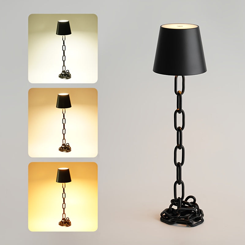 Chain-Link LED Table Lamp, Black Rechargeable Touch Light - product view 5
