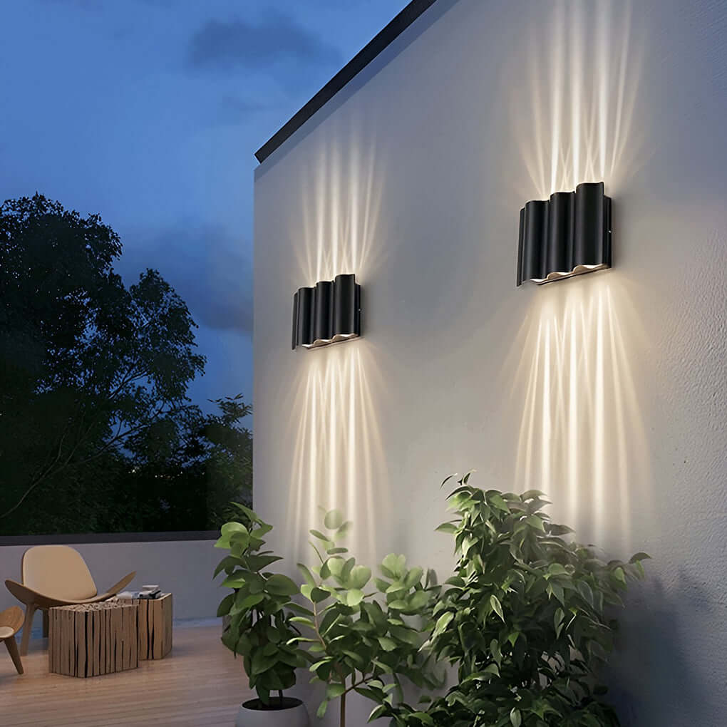 Wavy LED Wall Sconce, Aluminum Up-and-Down Light, IP54 — product view 2