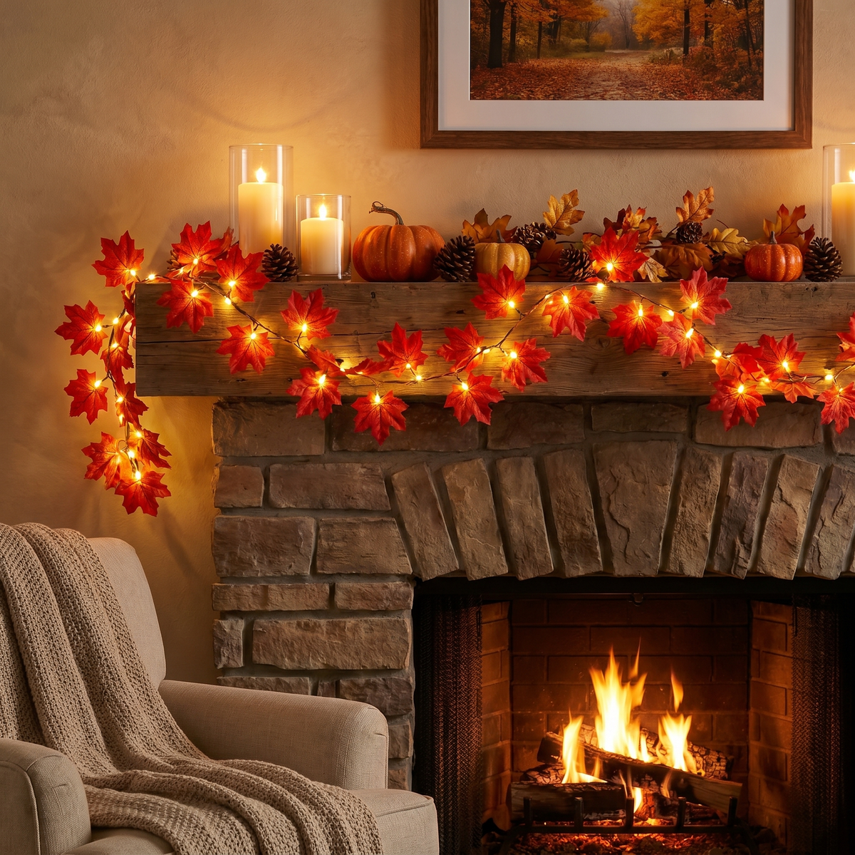 Botanical Garland String Lights — Autumn Maple