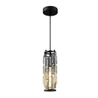 Mini Crystal Pendant Light, Single-Light E27 Glass Ceiling Lamp — Black, 1-Light