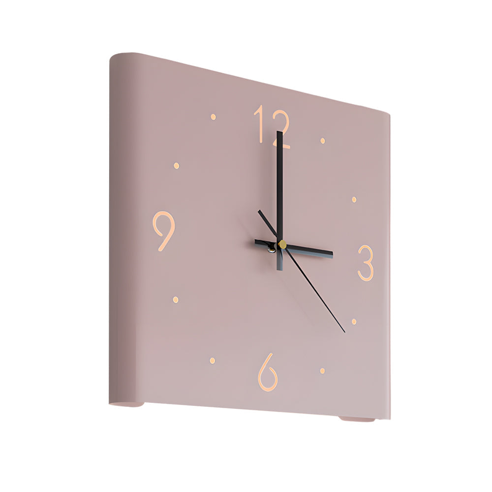 Square LED Wall Clock, Silent Backlit Clock with USB Charging — Pink, Single Sided