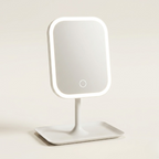 Rechargeable LED Vanity Mirror with Touch Dimmer, 3 Light Colors - White