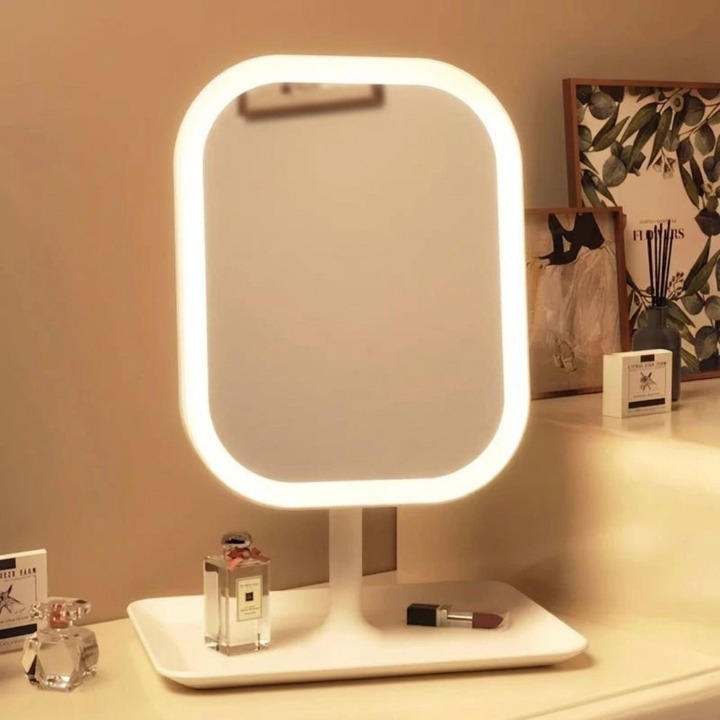 Rechargeable LED Vanity Mirror with Touch Dimmer, 3 Light Colors - product view 2