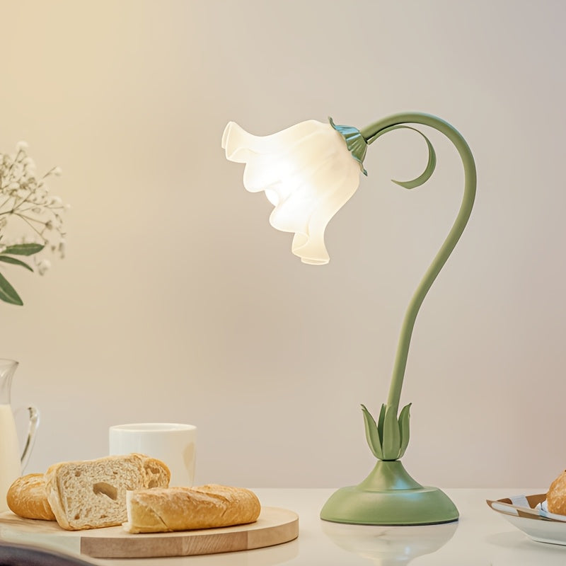 Floral USB Table Lamp, Green Bloom-Shade Decorative Light - product view 9