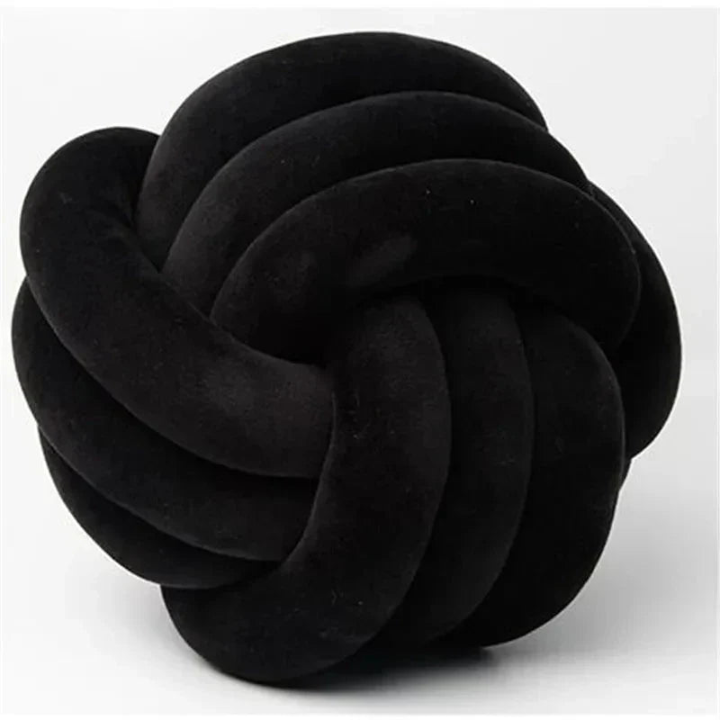 SacredHut | Decorative, soft cushion with knotted ball in suede look