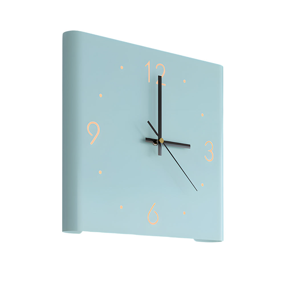Square LED Wall Clock, Silent Backlit Clock with USB Charging — Blue, Single Sided