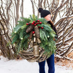 Boho Christmas Wreath with Pinecones, Berries & Golden Bells - product view 12