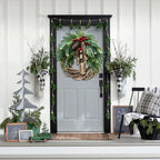 Boho Christmas Wreath with Pinecones, Berries & Golden Bells - product view 6